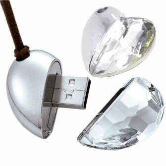 Versteckter greller Antrieb Crystal Metal 64GB Chip Jewelry Style Hearts USB