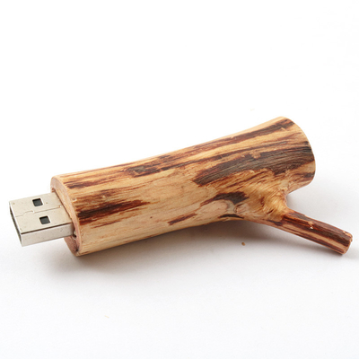 Baum-Wurzel formt hölzernes grelles Prägungslogo USBs Antriebs-256GB