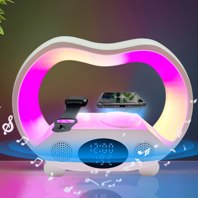 15W Schnelllade Lautsprecher Wireless-Ladegerät mit farbigen Lichtern und Bluetooth ABS Material