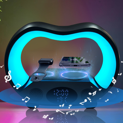 Wireless-Ladegerät mit farbigen Lichtern und Blue-Tooth-Lautsprecher