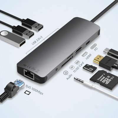 USB 3.0 Station USB C Hub Smart Adapter / Speicherkarten-Hub mit Datenübertragungsgeschwindigkeit von 5 Gbps