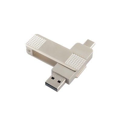 Silberne USB-Flash-Laufwerke des Typs C können sich mit Passwortschutz um 360 Grad drehen