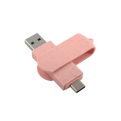 Typ C USB-Flash-Laufwerke Pink Plastik mit Stroh, recycelbares Material und eigenes Logo