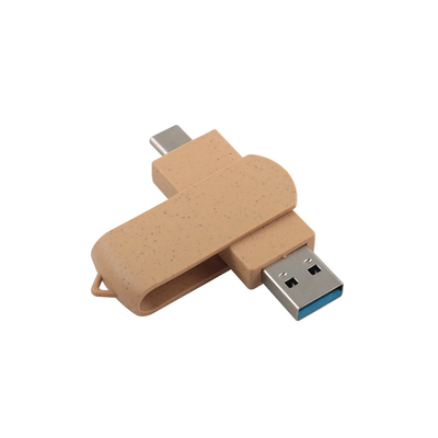 Customized Vibrant Beige USB mit Laser-gravierten Logo recycelbare Materialien