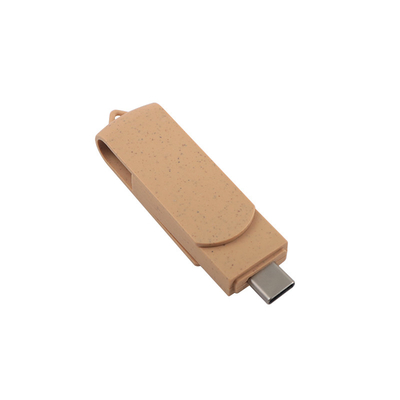 Customized Vibrant Beige USB mit Laser-gravierten Logo recycelbare Materialien