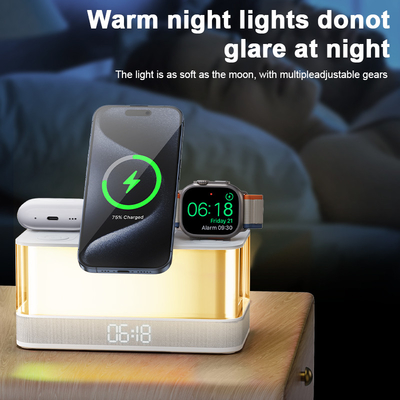 Farbenfrohe Lichter drahtloses Ladegerät für iPhone iWatch und AirPods mit Bluetooth-Lautsprecher