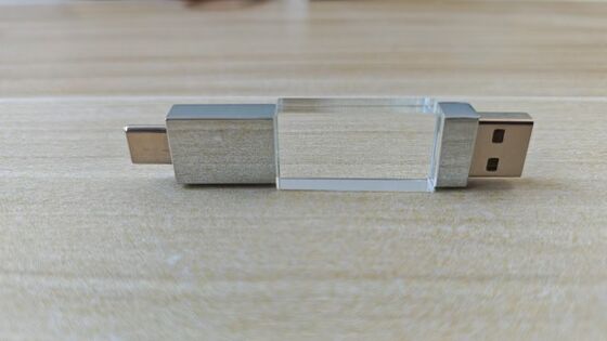 Crystal Usb 3.0 USB A mit Typ C Beide Anschlüsse sehr schnell lesen Kristall Teil kann Gravierungslogo Metall Teil kann Laser Logo Innen haben zwei Flash-Chips
