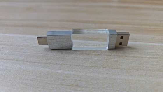 Crystal Usb 3.0 USB A mit Typ C Beide Anschlüsse sehr schnell lesen Kristall Teil kann Gravierungslogo Metall Teil kann Laser Logo Innen haben zwei Flash-Chips