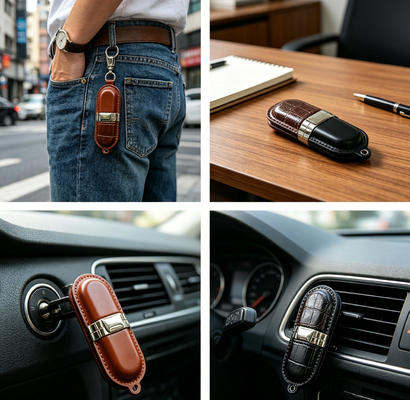 USB-Speicher aus Leder der Güteklasse A. USB-Stick aus Leder mit Güteklasse A-Chip und Lederaußenseite für Führungskräfte