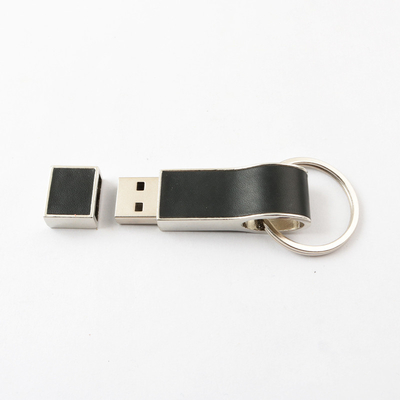 Schwarzer lederner greller Antrieb USBs mit Schlüssel-Ring Good Make Logo Fast-Geschwindigkeit USB 2,0 und 3,0