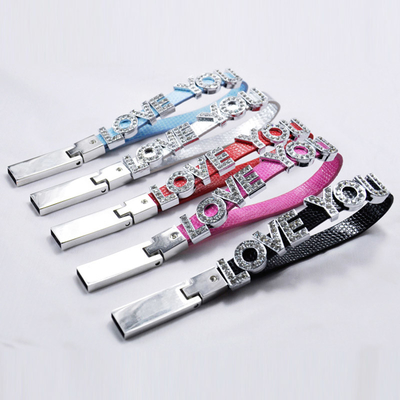 Alphabet-Armband-Schmuck-Art Kristall-USB haften Metall 64GB 128GB