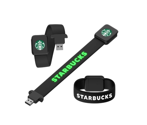 Glänzend beim Lesen auf Computer-Silikon-Armband USB mit LED-Licht-Laser-Logo