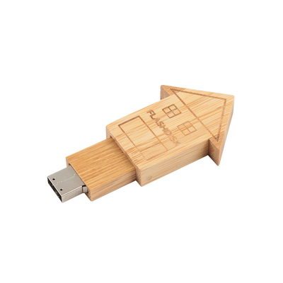 Custom Logo Haus geformte Holz-USB-Flash-Laufwerk mit Naturholz für Geschäftsgeschenke