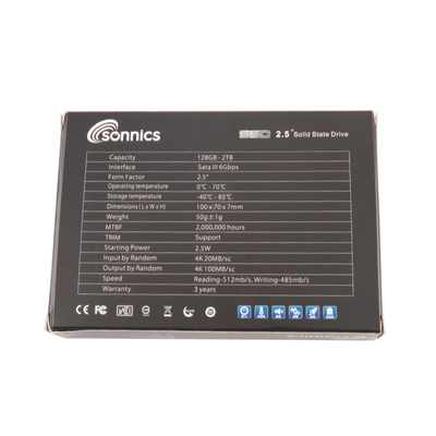 Hohe Kapazität 2,5 Zoll SATA SSD 1TB 512GB 256GB 128GB Schnelle Geschwindigkeit bis 500MBS oder mehr
