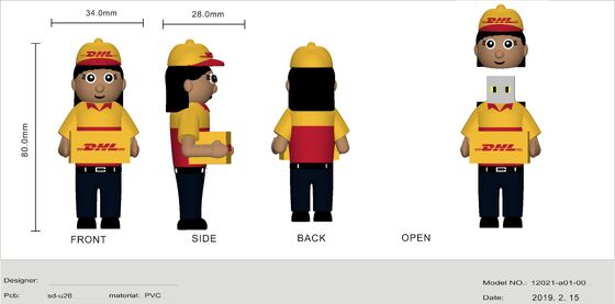 DHL Lieferfrau Person Zeichentrickfilm USB-Flash-Laufwerk von Kundendesign