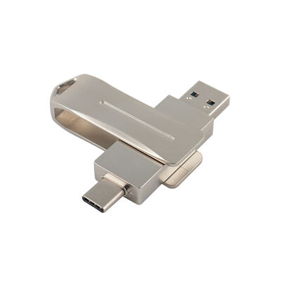 Silbernes Metall-USB-Flash-Laufwerk mit Typ-C-Nutzung per Telefon und Computer-Typ-C-Anschluss
