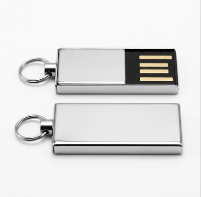 Silberner USB-Stick mit glänzendem Zinklegierungsmetall und HY-Flash-Chips, geeignet für schnelle und sichere Datenübertragungsanforderungen