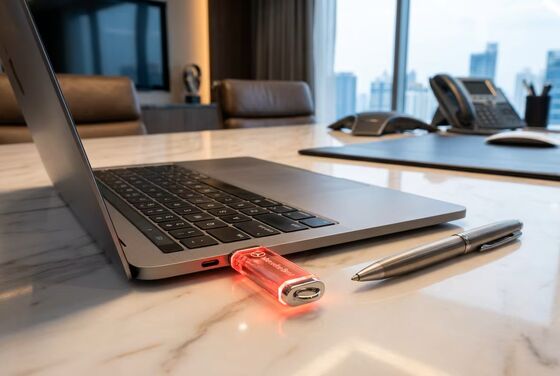Gravur des Logos auf Acryl im Inneren des USB-Flash-Laufwerks, perfekte Wahl für technische Konferenzen und Ausstellungen