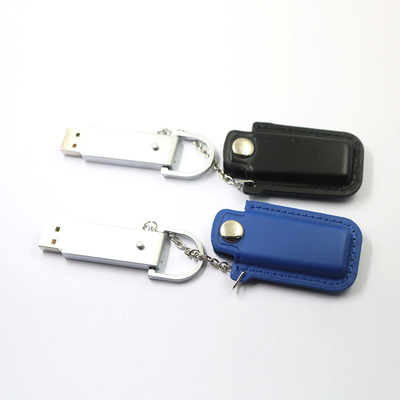 Prägungshohe Kapazitäts-Memorystick Logo Leather Flash Drives 128GB 32GB