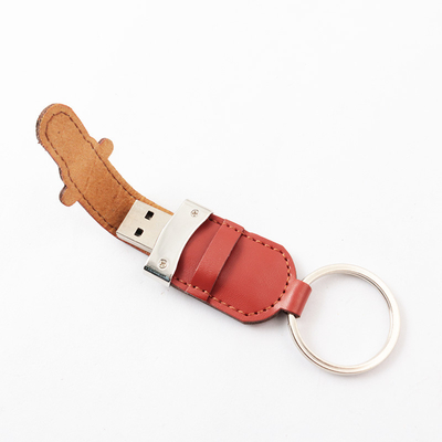 PU-Abdeckung und lederner Usb-Stock mit Metallring 2,0 tragbares 64GB 128GB 30MB/S